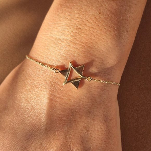 New 14K Gold Star of David Bracelet - Picture 2 of 4